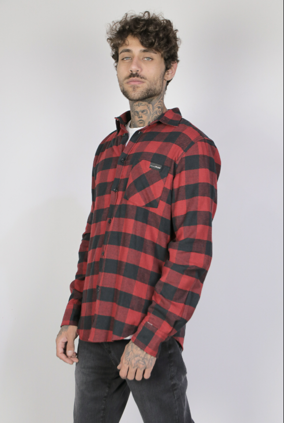 Camisa Xadrez Flanelada Com Bolso Originals Vermelho