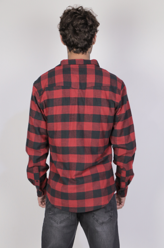 Camisa Xadrez Flanelada Com Bolso Originals Vermelho